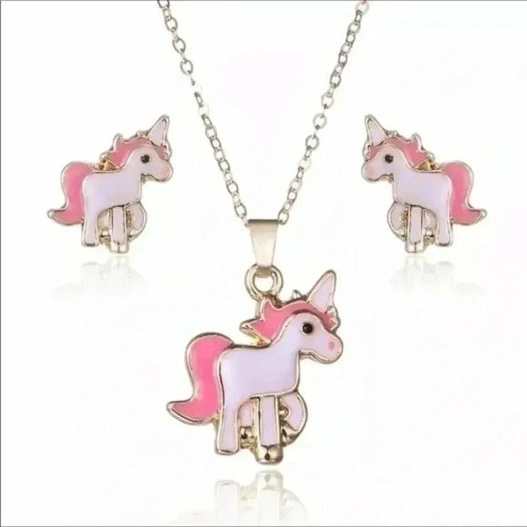Unicorn Necklace & Earring Set NWT - Picture 1 of 5